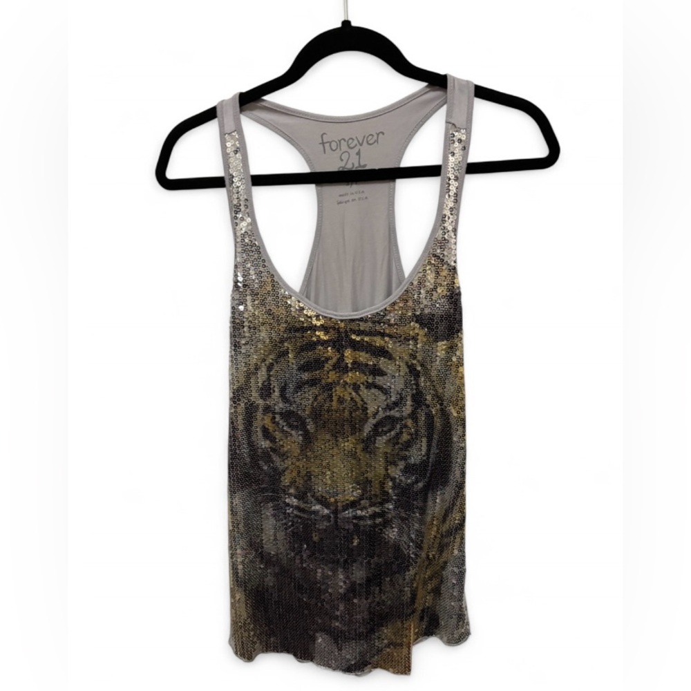 Tiger sequined tank top